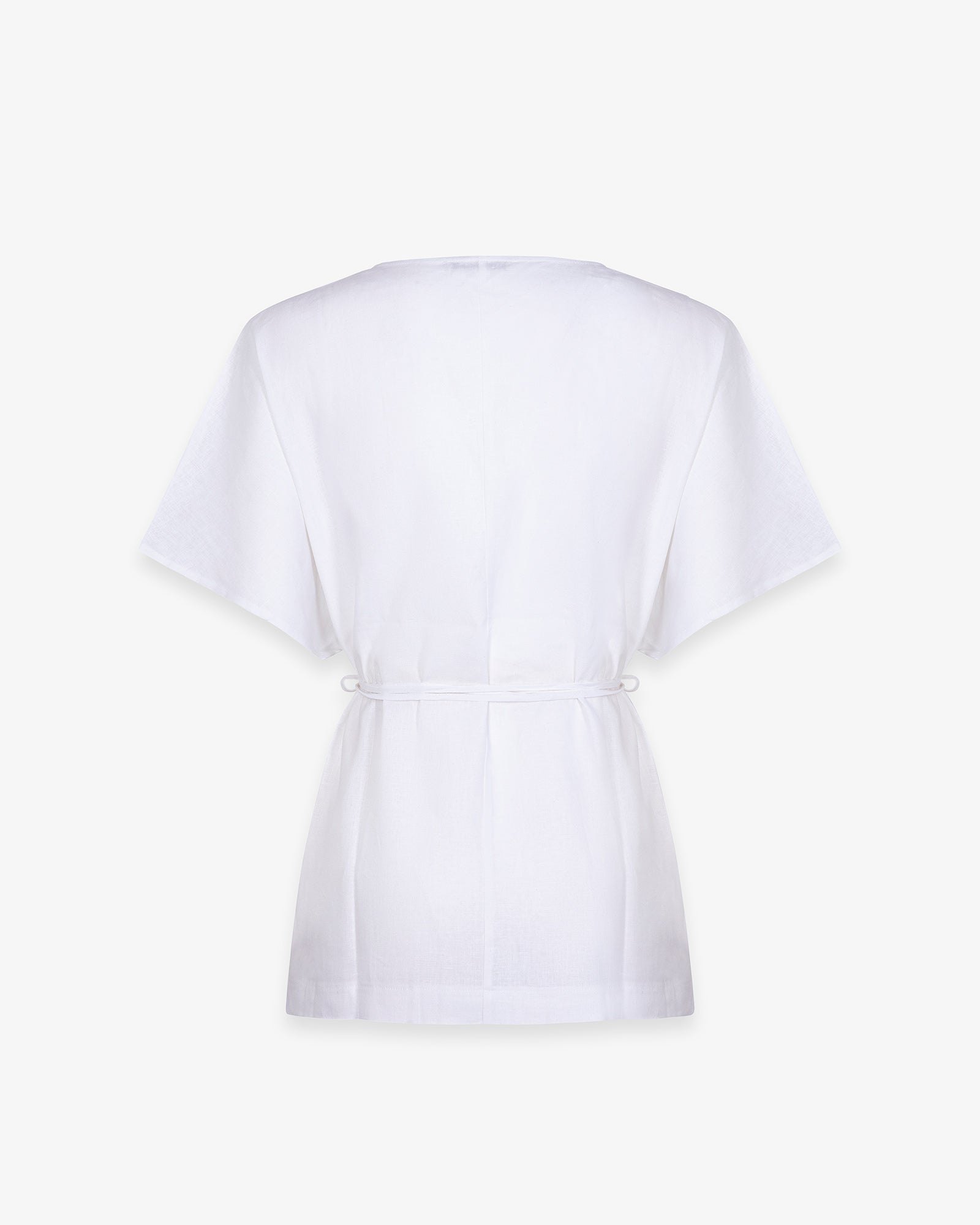 CAMICIA IN LINO SMANICATA CON CINTURA IN VITA