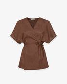 CAMICIA IN LINO SMANICATA CON CINTURA IN VITA