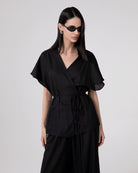 CAMICIA IN LINO SMANICATA CON CINTURA IN VITA