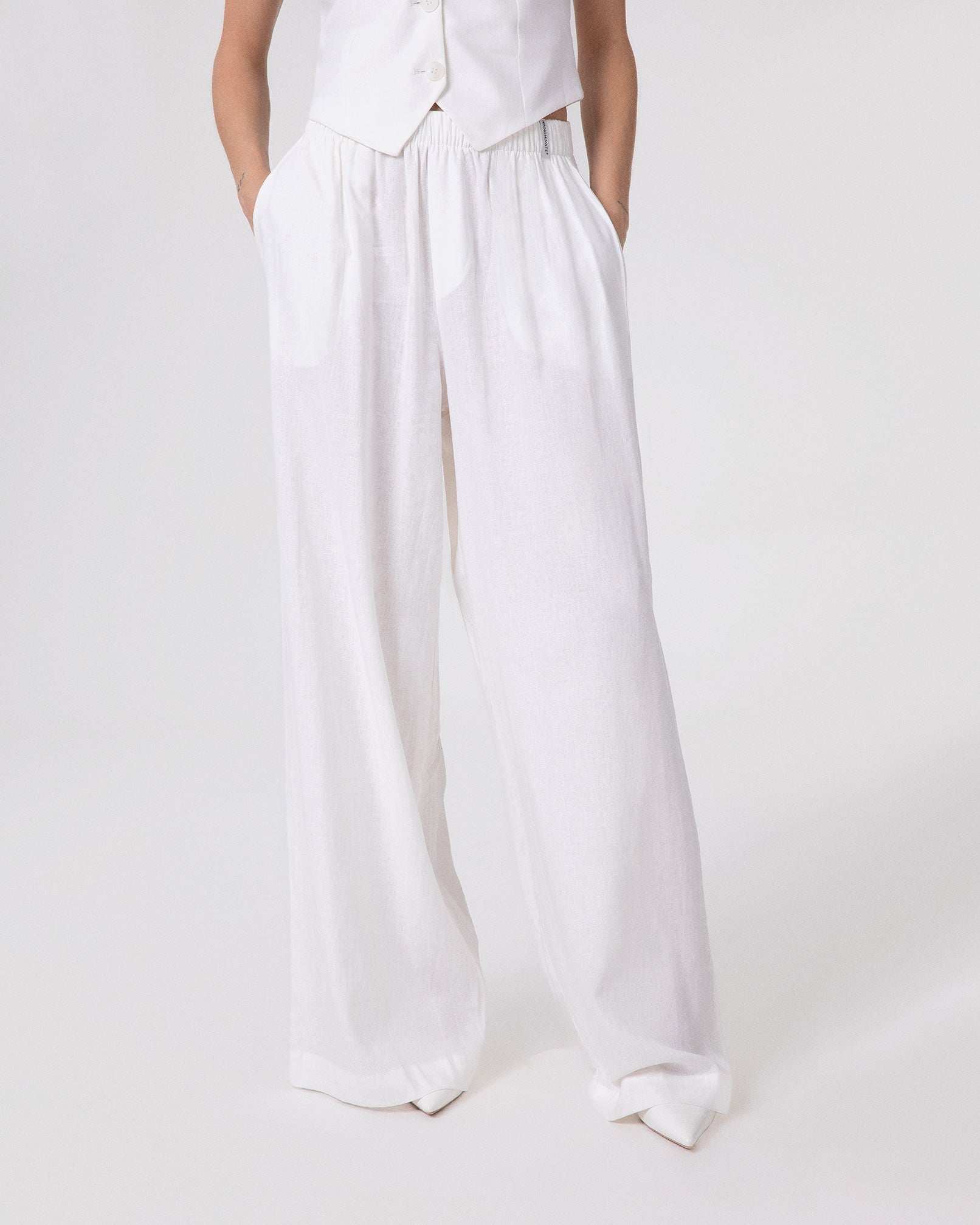 PANTALONE LARGO DRITTO IN LINO