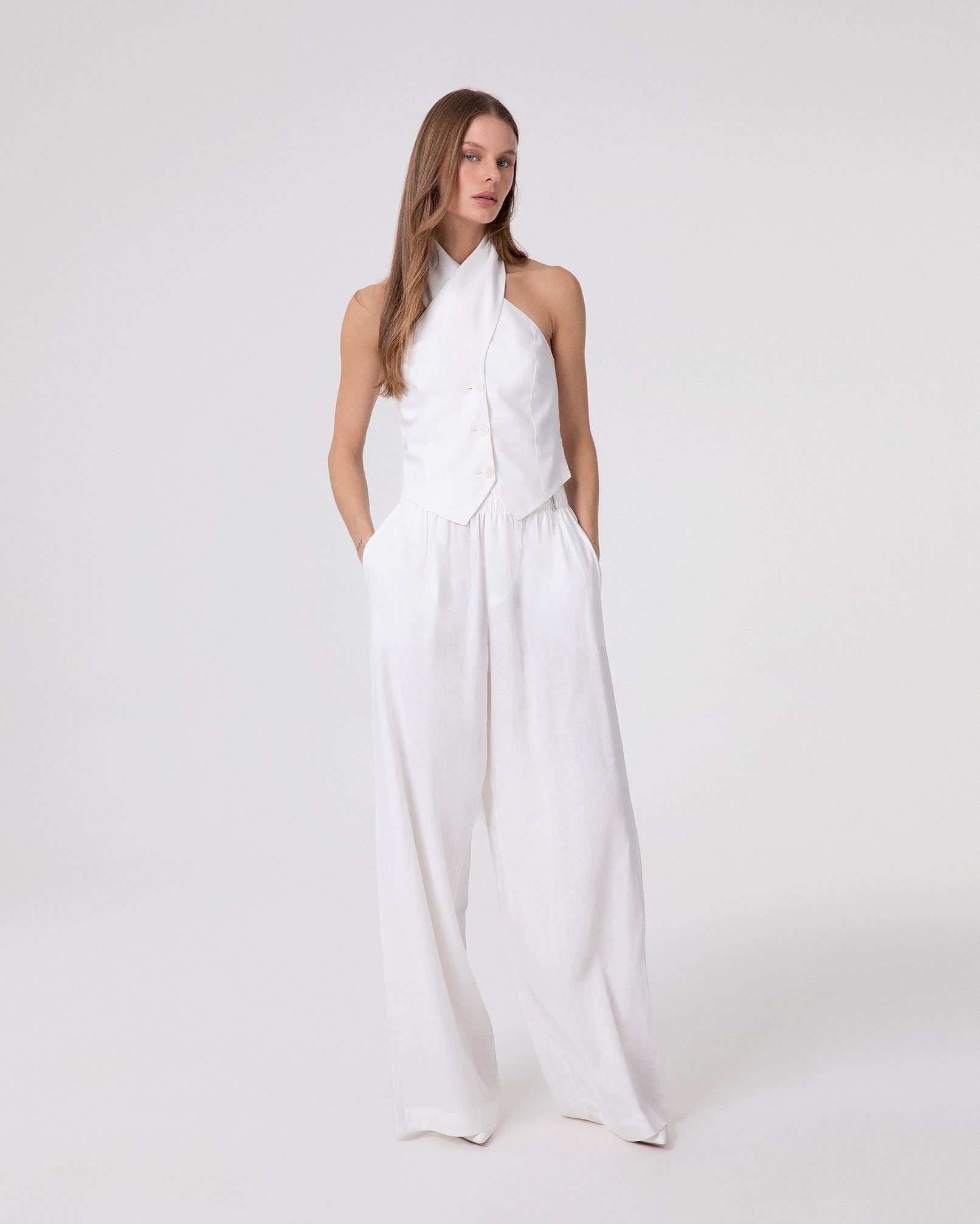 PANTALONE LARGO DRITTO IN LINO