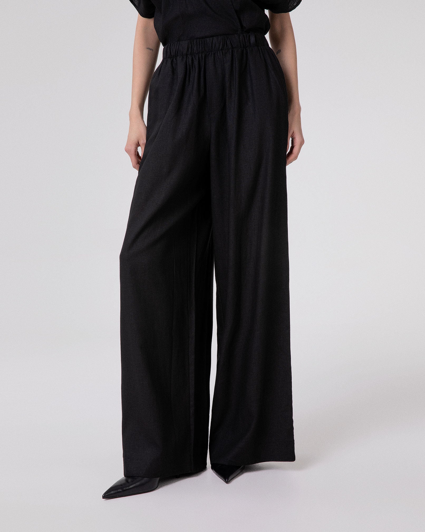 PANTALONE LARGO DRITTO IN LINO