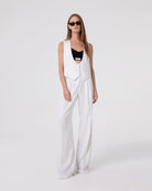 GILET CON SCOLLO AMPIO IN LINO GESSATO