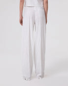 PANTALONE A PALAZZO CON PENCES IN LINO GESSATO