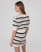 CROP TOP M/M IN MAGLIA TRAFORATA RIGATA