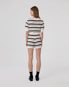 CROP TOP M/M IN MAGLIA TRAFORATA RIGATA