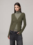 CARDIGAN IN MAGLIA CON SCOLLO A "V"