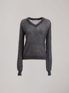 MAGLIA CON SCOLLLO A "V" IN MOHAIR