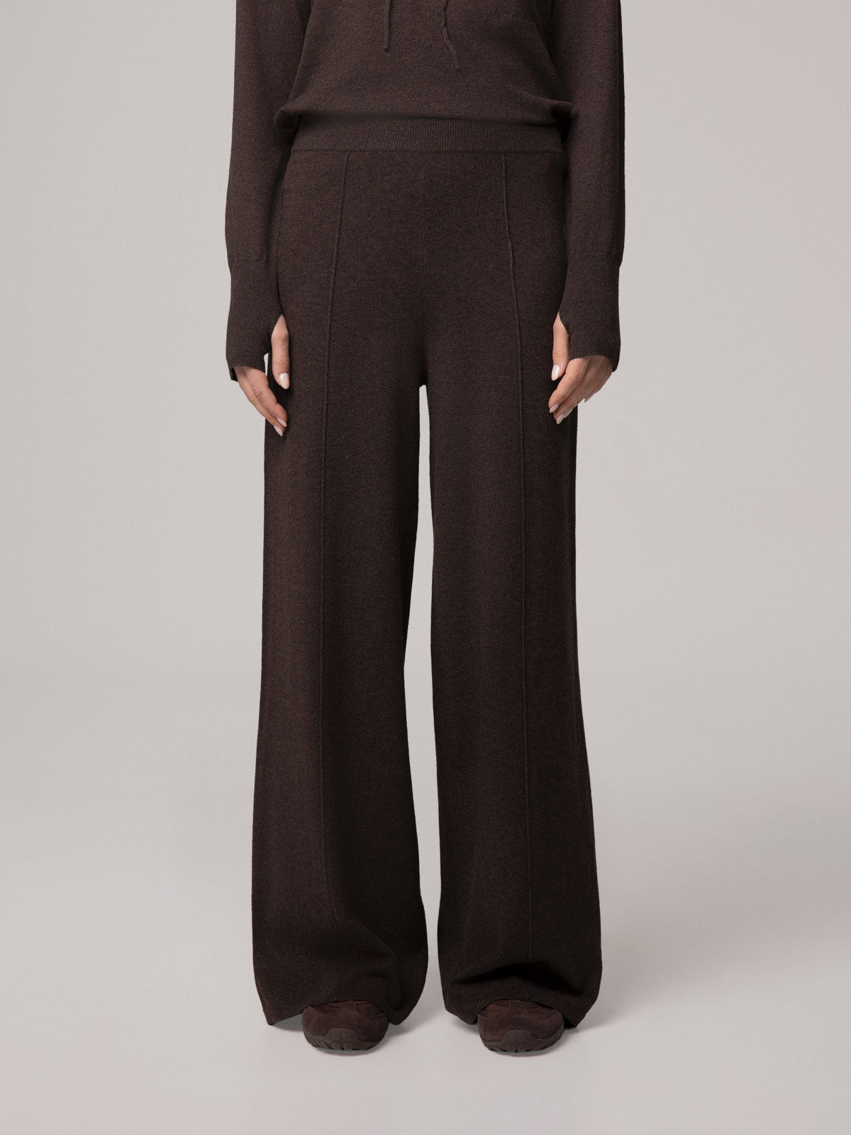PANTALONE PALAZZO CON NERVATURE IN MAGLIA