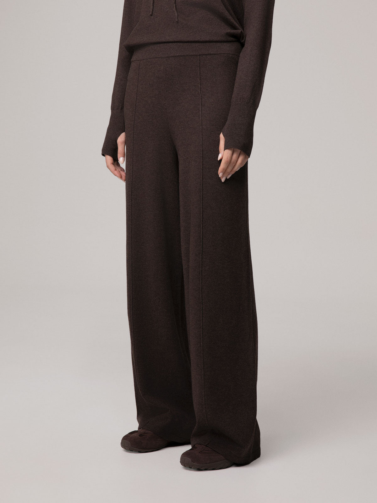 PANTALONE PALAZZO CON NERVATURE IN MAGLIA