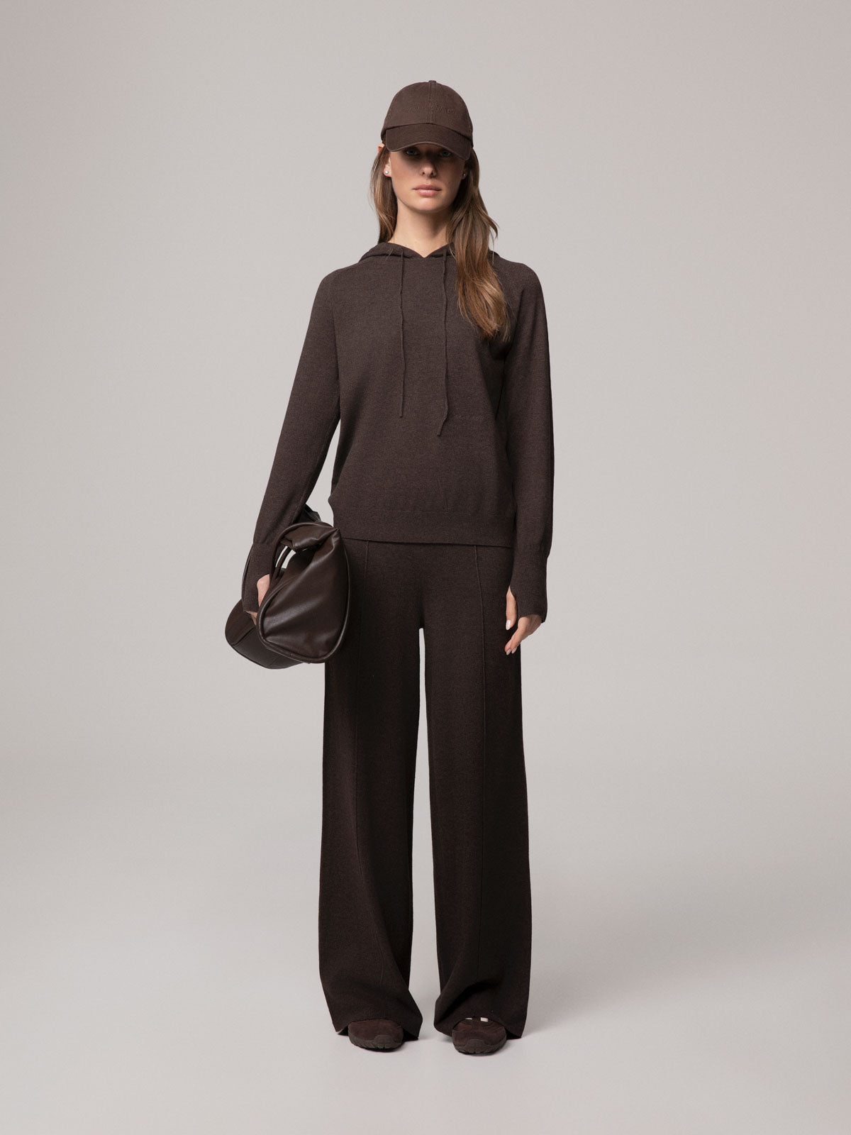 PANTALONE PALAZZO CON NERVATURE IN MAGLIA