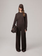 PANTALONE PALAZZO CON NERVATURE IN MAGLIA