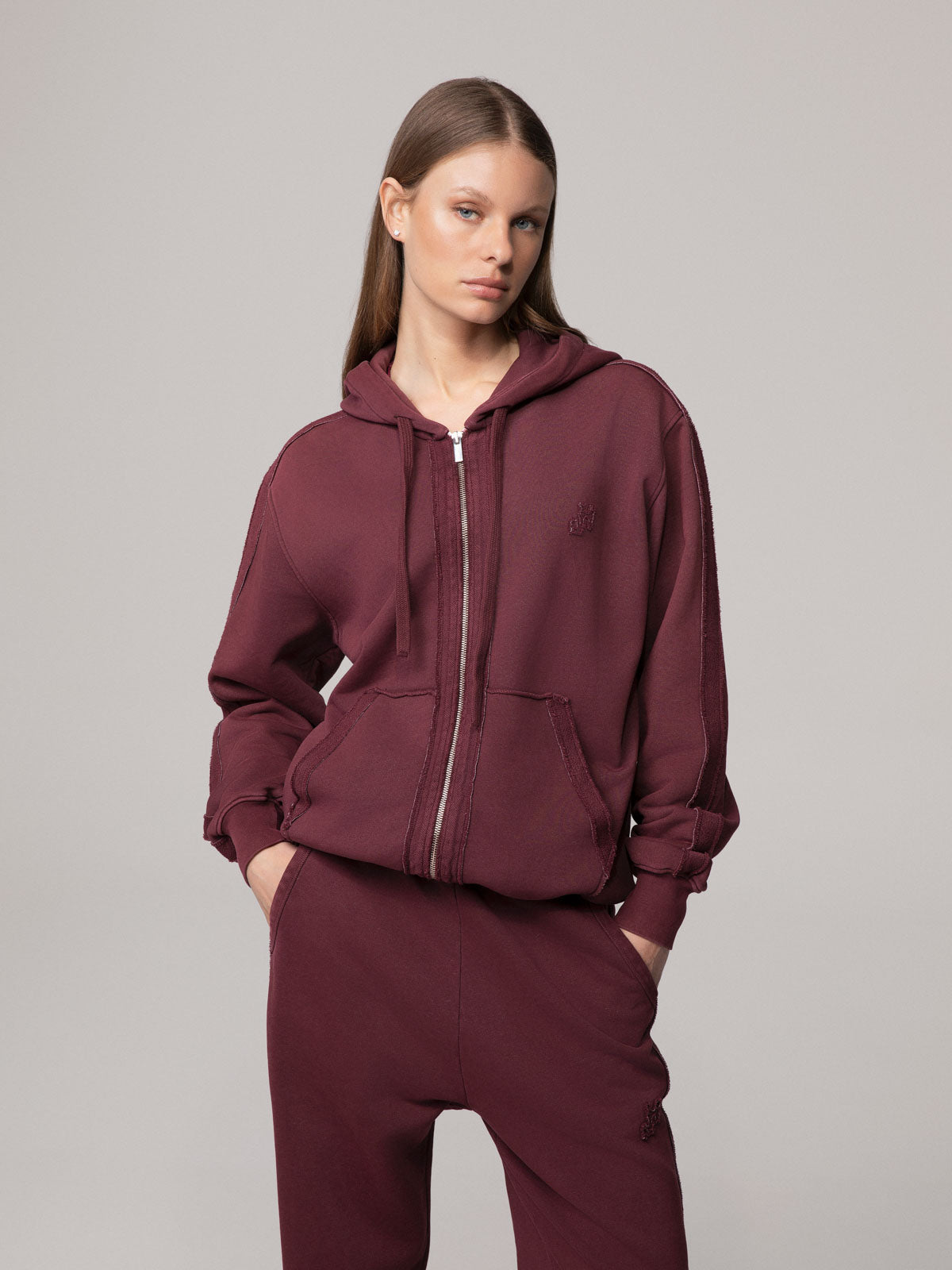 FELPA CAPPICCIO FULL ZIP CON PARTI A ROVESCIO