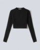 Crop Top In Costina Mossa Nero