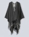 Poncho Con Frange E Personalizzazione Nero