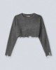 Maglia Crop Perlata Con Rotture Grigio Melange