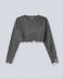 Maglia Crop Perlata Con Rotture Grigio Melange