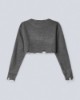 Maglia Crop Perlata Con Rotture Grigio Melange