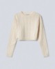 Maglia Girocollo A Trecce Con Etichetta •  Off White