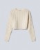 Maglia Girocollo A Trecce Con Etichetta •  Off White