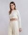 Picture of Long Sleeve Jersey Crop Top Off White