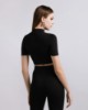 Immagine di Crop Top A Mezza Manica In Bielastico •  Nero