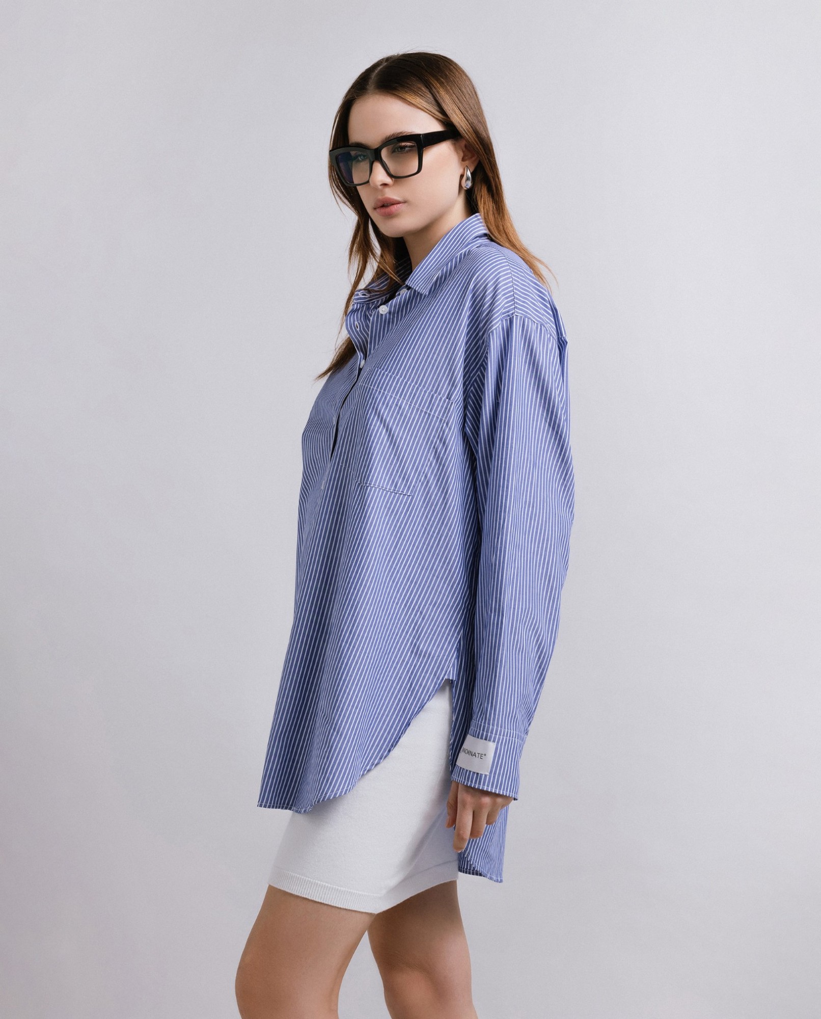 Immagine di Camicia Rigata In Cotone Over  • Azzurro