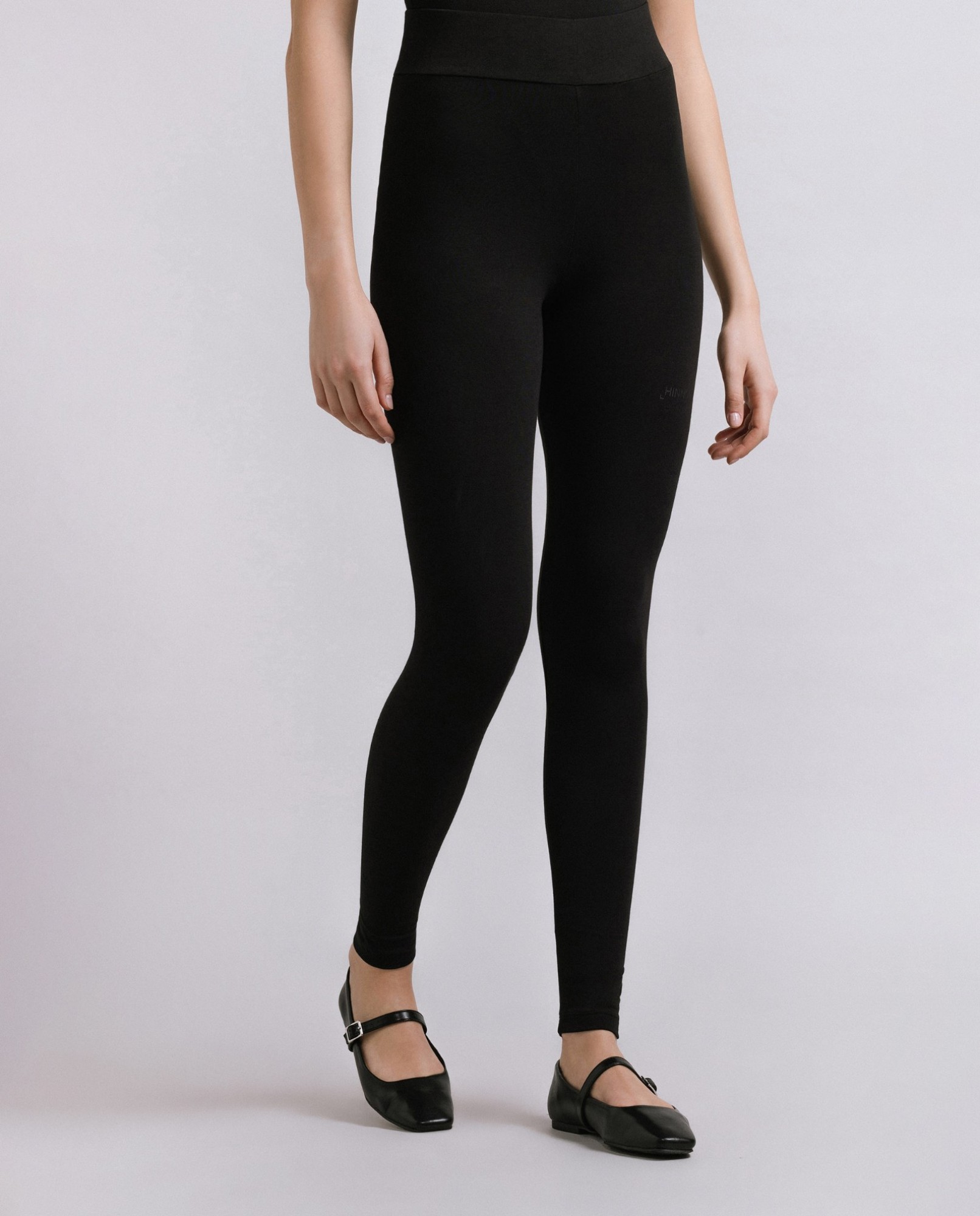 Picture of High-waisted bi-elastic leggings with print Black