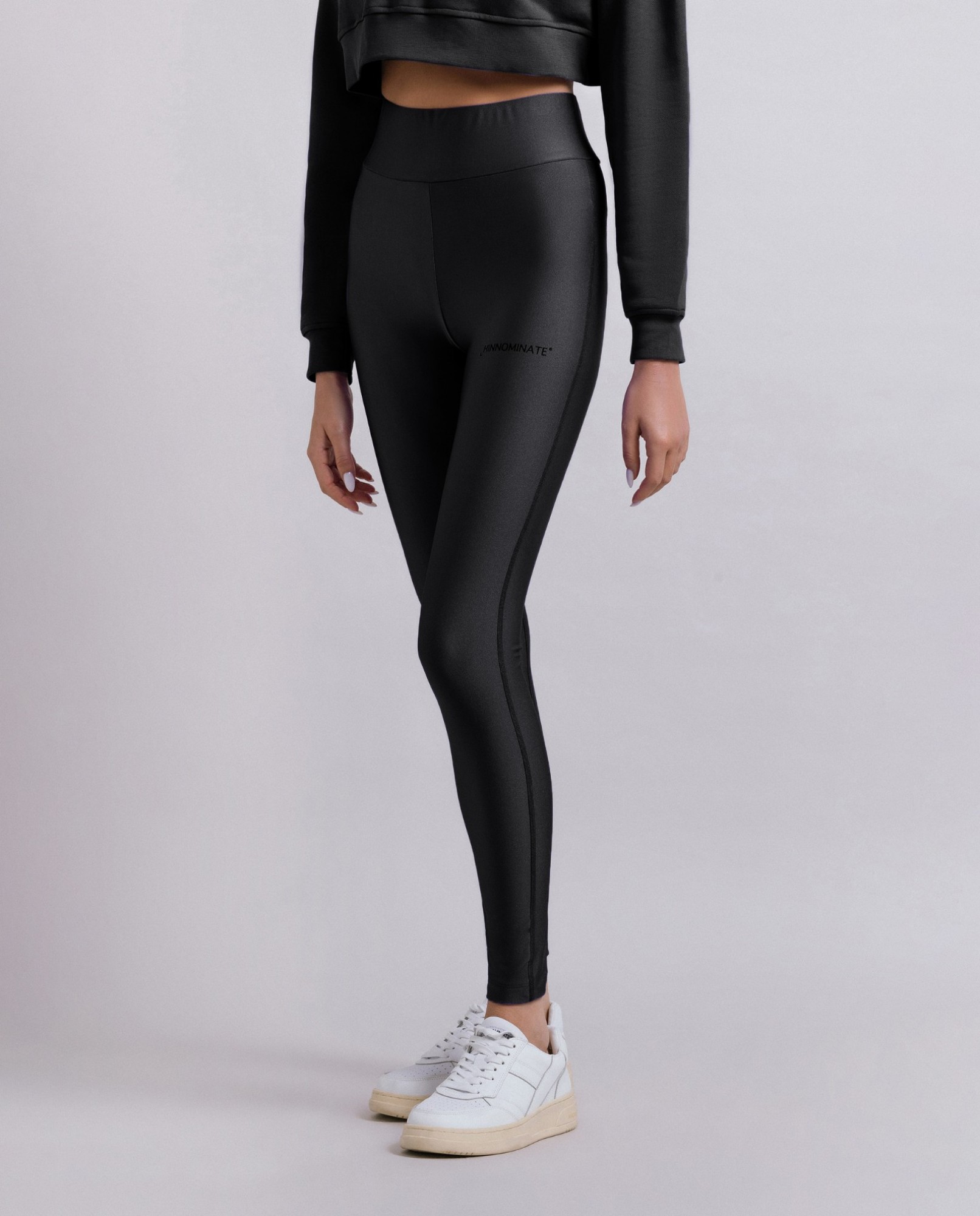 Picture of Shiny Lycra Leggings With Print Black