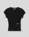 T-shirt in bielastico smanicata con arricciature sui fianchi • Nero