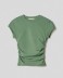 T-shirt in bielastico smanicata con arricciature sui fianchi • Muschio