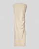 Picture of Long bi-elastic half-sleeved dress with side gathering • Safari