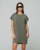 Picture of Short oversized half-sleeve dress with label • Moss